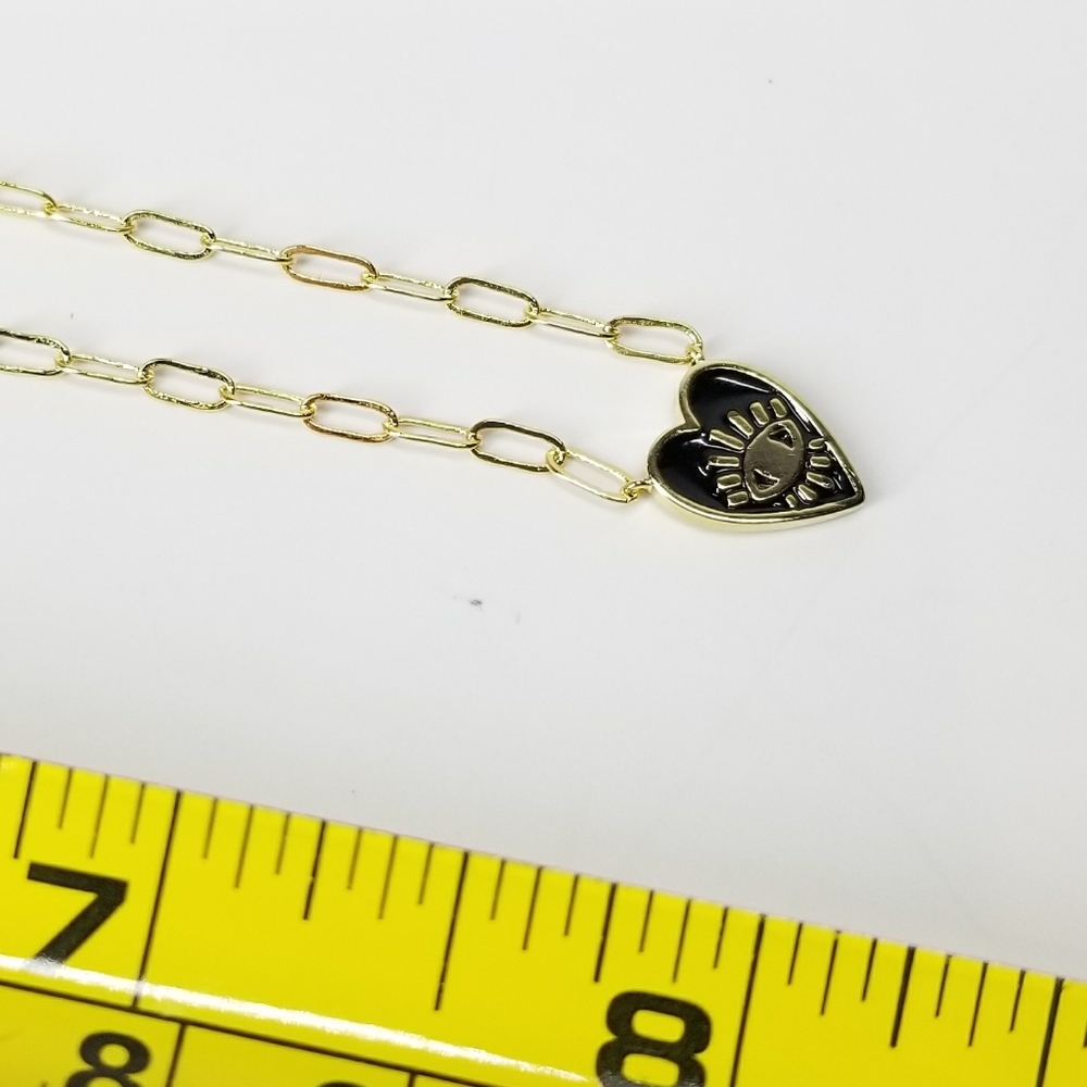 NEW Enamel Heart Evil Eye Paperclip Dainty… - Picture 9 of 10